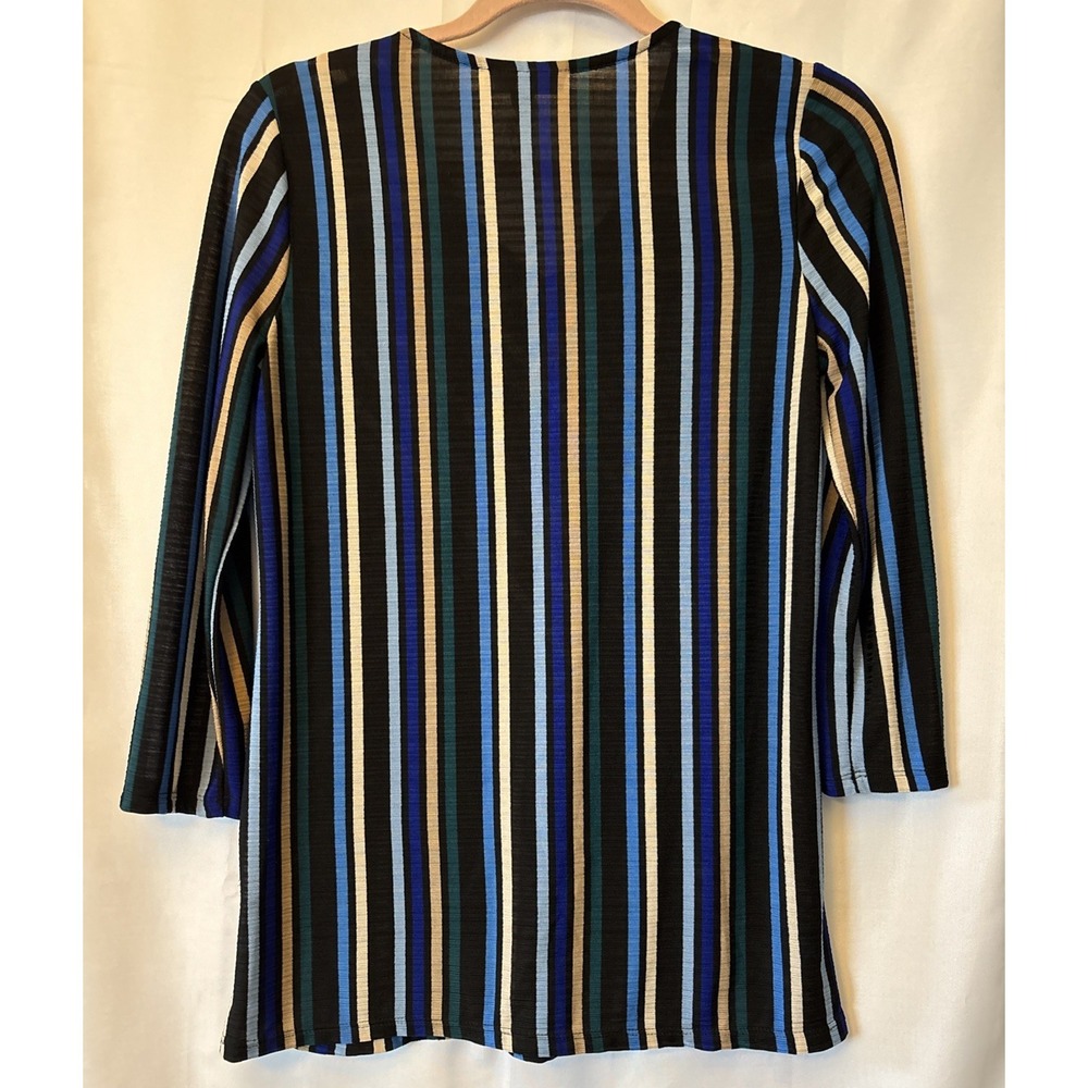 Dana Buchman Women's Size S 3/4 Sleeve Shirt Blue Striped Layered Tunic Top NWOT - Picture 4 of 6